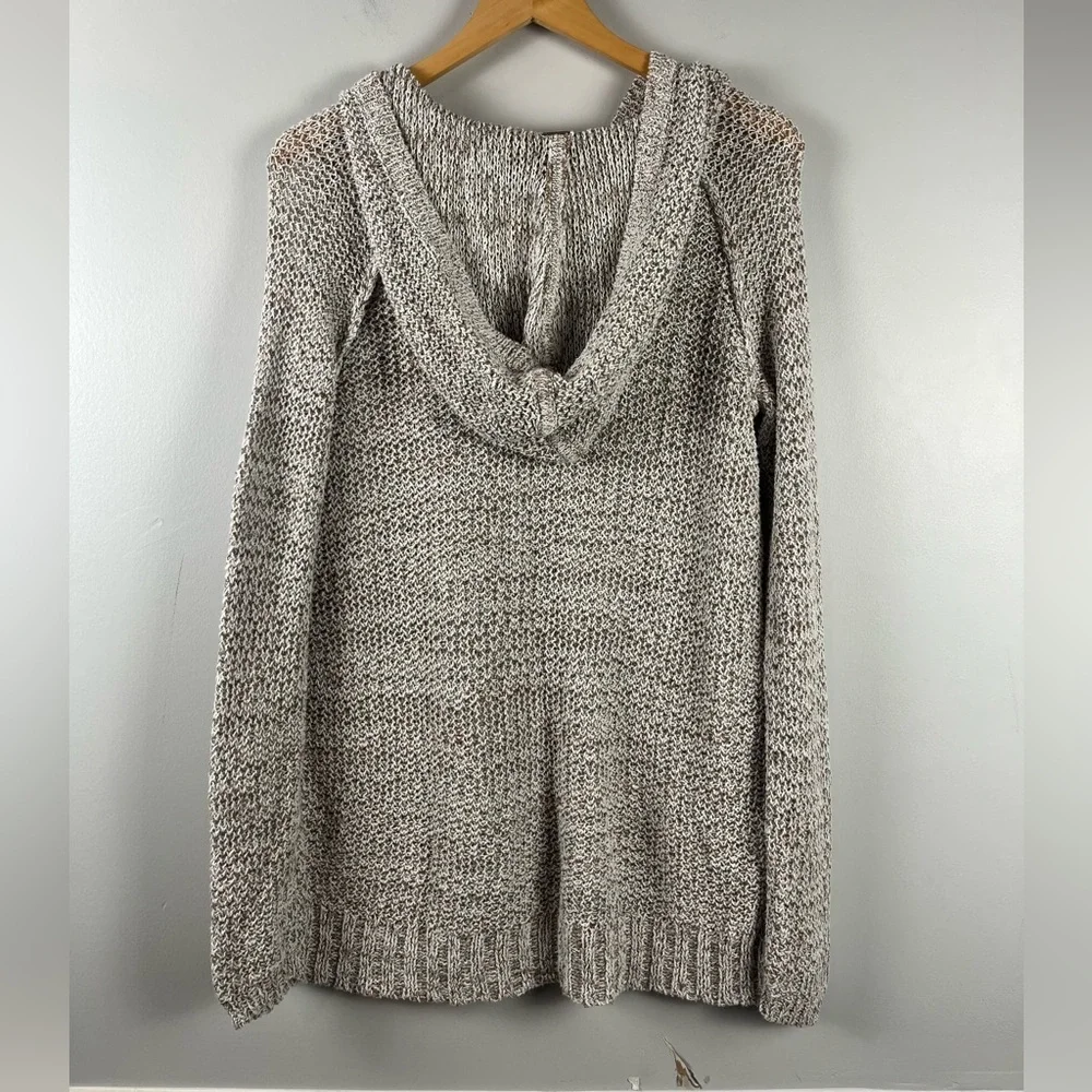 Free People Knit Sweater Cream Knit Bohemian Hooded Sweater Women’s Size large